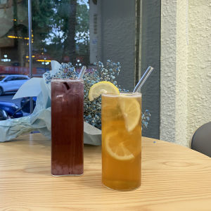 Trendy Restaurant Glass Cup Nordic Style Bubble Water Beverage Juice Milk Tea Transparent Attractively Designed Commercial Use Cup