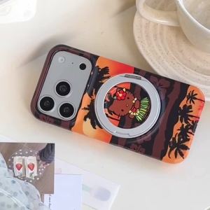 Sanrio | Ốp Điện Thoại iPhone 17/16/15 Pro Max Sanrio Hello Kitty Đen Có Giá Đỡ Từ Tính Họa Tiết Hoạt Hình Dễ Thương Chống Sốc Trong Suốt Kèm Dây Đeo