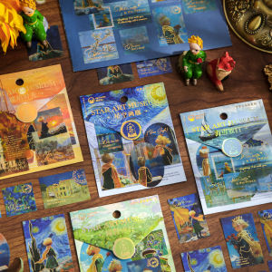 Mr.paper | Gold Ins Style Starry Night Oil Painting Prince Rose Scrapbook Sticker Pack