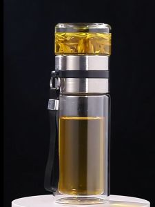 Bình pha trà cầm tay 2 lớp tách nước cao cấp chịu nhiệt cao có lõi lọc Inox 304