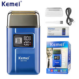 Kemei | Kemei KM-1112 Dry And Wet Electric Shaver IPX5 Waterproof Mens Rechargeable Beard Razor Floating Forward Shaving Machine