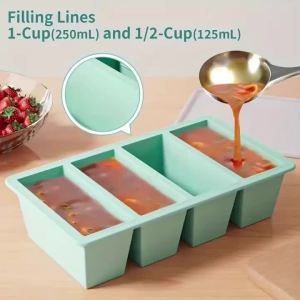 XMSJ | 1000ml Silicone Freezer Soup Tray with Lid 250ml/500ml Single Grid Ice Cube Mold Sauce BPA Free Portion Control Food Storage Pod