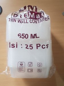 (25 Set) Thinwall Rectangle Food Container 650ml