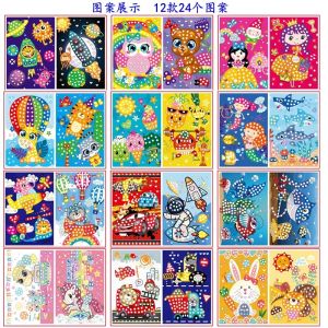 Colorful Paper DIY Sticker Crafts for Kids Environmental Protection Handmade Art Activities Package for Kindergarten Children