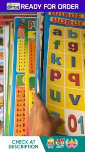 Poster Edukasi Anak - Mainan Edukasi Anak Seri Lembaran - Poster Gambar Anak Edukasi belajar PAUD SD - Poster Huruf Angka Hewan Hijaiyah Belajar Sholat Dan Wudhu