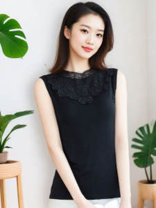 Áo Vest Ren Viền Cổ Cao Không Tay Ôm Vừa Vặn Mùa Hè Cho Nữ Áo Lót Bên Trong Áo Khoác Ngoài Cỡ Lớn Áo Sơ Mi Không Tay