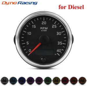 85mm tachometer 0-4000rpm 12V/24V rpm Gauge với 10 màu sắc tacho Meter với LCD hourmeter cho thuyền xe diesel xe máy
