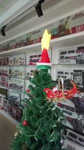 LED Christmas Tree Topper Rotating Santa Claus Sled Ornament Musical Light Decoration for Holiday Festival Home Party Gift