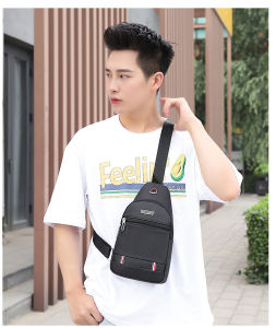 DM Mens Sling Chest Bag USB Port Crossbody Bags Beg Silang Handbag Beg Sandang Men Water Resistant Travel Shoulder College Student