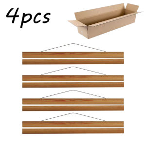 4pcs Wood Magnetic Poster Hanger 21 31 41 51cm Teak Pine Scroll Painting Frame Wood Photo Frame Black White Canvas Frame
