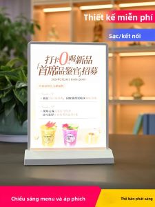 Hộp Đèn LED Để Bàn A4 Sạc Lại Được Có Đèn Nhấp Nháy Làm Bằng Acrylic Dùng Để Trưng Bày Thực Đơn Có Chức Năng Điều Chỉnh Độ Sáng Thích Hợp Cho Nhà Hàng Quảng Cáo Trên Bàn.