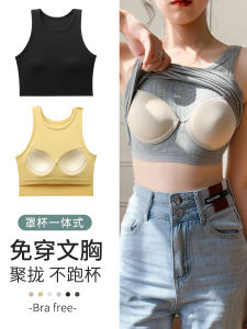 Small Vest Sling Womens Chest Pad Summer Tops Bottoming Shirt Silm Short Sleeveless Inner Match Crop Top Beauty Back Outwear