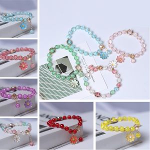 Corinna Korean Crystal Daisy Charm Fortune Bracelet for Women Girls Wrist Chain Bangle Jewelry