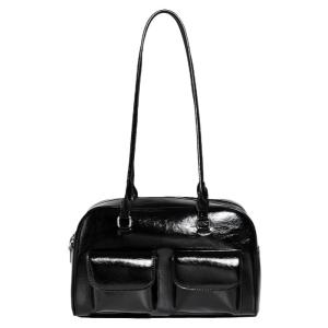 Retro Oil Wax Leather Underarm Bag for Women 2025 New Bowling Bag Shoulder Bag Fashionable Trendy Design Soft Square Shape