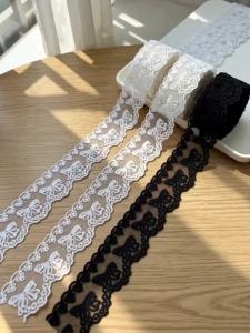 (3 yards/roll)Width 4cm Embroidered Bow Mesh Lace Accessories Clothing Matching Design Sense