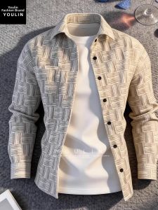 YOULIN | Skin Tone Enhancing Plaid Dyed Long Sleeve Mens Shirt Jacket