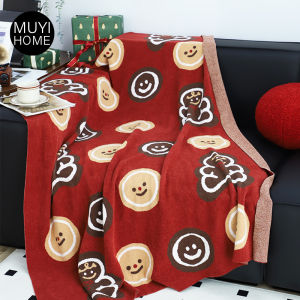 Muyi Home Christmas Gingerbread Man Soft Sofa Cover Living Room Holiday Blanket Nap Blanket Cover Blanket