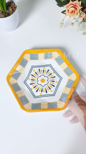 PRUMU Piring Melamin 8 Inch Serbaguna Sajian Kue Snack Motif Aesthetic Unik P4109kb