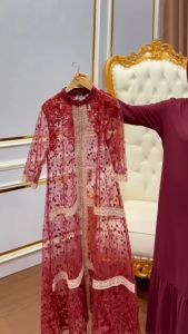 COD Syakila Dress Matt Ceruty Mix Brukat + Renda Size XL Dress Wanita Terbaru 2024 Murah Fashionable