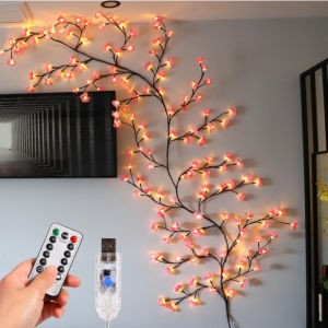 72/96 Leds Christmas Bulb Accessories Tree Lights Cherry Blossom Bendable Flower Branch Tree Wedding Decoration Willow Vine