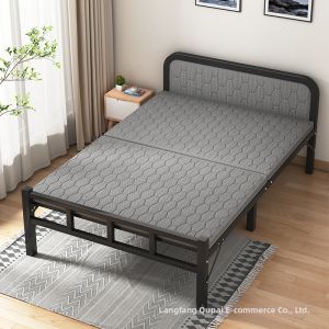 Portable Iron Frame Hardboard Bed Single
