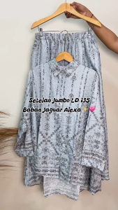 Setelan Tunik Jumbo Wanita LD 130 CM Motif Bunga Terbaru Kekinian Fit To 4XL
