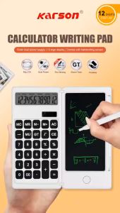 KARSON Solar Calculator With Handwriting LCD Notepad Foldable Calculator 12 Digits Button Battery For Student