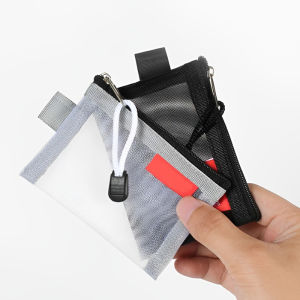 Nylon Mesh Card Storage Bags Mini Transparent Grid Bus ID Credit Card Holder Zipper Pouch Traveling Small Coin Wallet File Bag