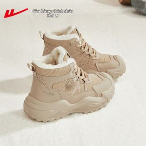Warrior | Giày Bốt Nữ Cổ Cao Dày Đế Lót Nỉ Mùa Đông Phong Cách Thường Ngày