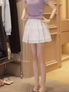 Váy Ngắn Ren Cạp Cao Oajer Flagship Store Phong Cách Nhẹ Nhàng Mùa Xuân Hè Cho Nữ Váy Chữ a Bằng Vải Polyester Ngắn