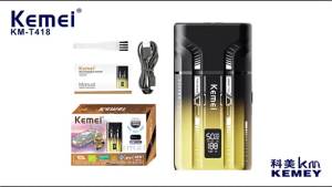 Kemei | Máy Cạo Râu Điện KEMEI KM-T418 Dành Cho Nam 2 Lưỡi Dao Dao Động Chống Nước UV Sạc Được Có Tính Năng Đầu Cạo Nổi