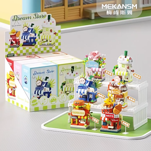 Mini Street View Dream Shop Building Blocks Fast Food DIY Micro Brick Kid Toys Birthday Gift