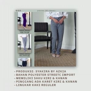 RAP - Celana Kerja Wanita Pinggang Kancing (Karet kiri & kanan)-Celana Kerja-Celana Bahan import