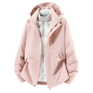 Mexican | Pink Insulated And Windproof Down Coat 3-in-1 Detachable