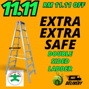 STRONGMAN Heavy duty double sided ladder Heavy Duty Ladder Aluminium Tangga Lipat Step Ladder foldable step ladder Staircase Aluminium ladder & workbenches 4/5/6/7/8/9/10/11/12 Steps Heavy Duty Double side Ledder - Lazada