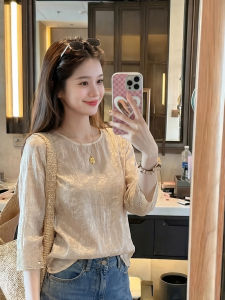 PAIBOLI | Áo Blouse Dài Tay Phong Cách Pháp Màu Vàng Nhẹ Mát