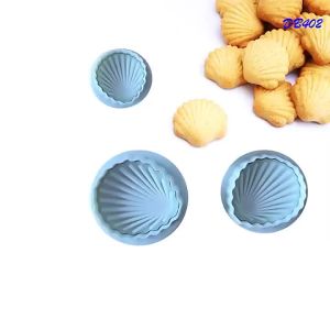 3 Pcs Fondant Cake Decorating Plunger Cutter Shell Shape Tools Mold Cookies Mold Sea Shell Shape Cookie Cutter