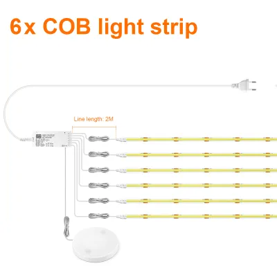 COB LED Strip Light Under Cabinet Collection Display Bookcase Wardrobe Closet Lamp Tape Penetrable Wood Dimmable Touch Sensor