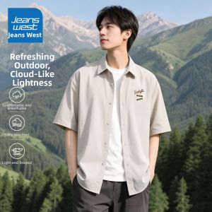 Jeanswest | Summer Icy Silk Handsome Short-sleeved Leisure Shirt 5/8 Sleeve