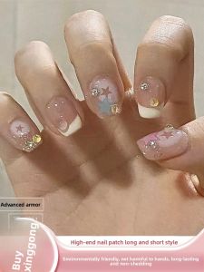 MONLEYTA | Wearable Nail Art Patches Finished Product Summer New Style Short Medium Long Ice Transparent Color French Style Manicure