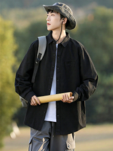 Warrior | Mens Long Sleeve Casual Pure Cotton Shirt Black