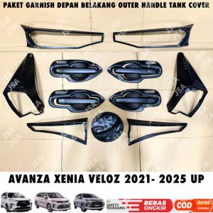 Paket Garnish Depan Belakang Outer Handle Tank Cover Avanza Veloz Xenia 2021 2024 2025 2026 Hitam .