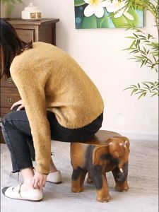 เสื้อผ้าม้านั่ง ช้าง เก้าอี้เปลี่ยนรองเท้า เก้าอี้ช้างอึ่ง ไม้แกะสลัก สไตล์ไทย มีหลายขนาด สำหรับการจัดส่งฟรี