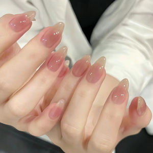 White Blush Gradient Finished Nail Beauty Patch Classy Nude Pure Want to Wear Nail Fake Nail Tip Durable Detachable