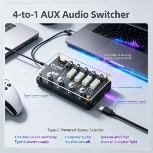 ANENG | Dc 5v Aux 3.5mm Audio Switcher 4-in 1-out Channel Audio Input Type C For Pc Tv Aux Car Speakers Mp3 Bluetooth Amplifier Board