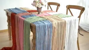 Polyester Crinkle Table Runner/Cheesecloth Table Runner Gauze Tablecloth/Gauze Table Runner Table Cloth/Runner Cheesecloth Tablecloth/Polyester Crinkle Table Runner Boho Rustic.