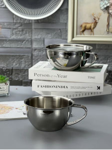 Thickened Single Layer Food Grade 18/10 Stainless Steel Breakfast Cup Milk Tea Soup Bowl Fast Food Instant Noodles Soup Bowl