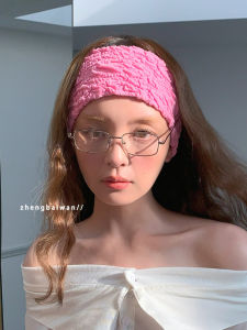 Zhou Buan Wan Womens Hairband with Crinkle Texture Sweat Absorbent Versatile Korean Style Breathable Yoga Thin Headband Trendy Hair Accessory