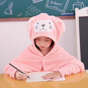 Coralline Velvet Blanket Student Naptime Hooded Comforter Classroom Storage Single Office Winter Sleepwear Baby Toddler Bedding