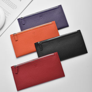 กระเป๋าสตางค์หนังยาวบางเฉียบสไตล์เกาหลี กระเป๋าใส่โทรศัพท์มือถือแบบลำลอง กระเป๋าสตางค์หนังนิ่ม กระเป๋าสตางค์หนังสีพื้น